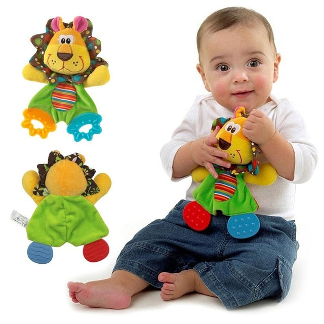 Newborn Baby Cute Playmate Plush Doll Toys Kids Cartoon Animals Hand Bells Rattles Toy Baby Teether Kids Teething Toys For Baby