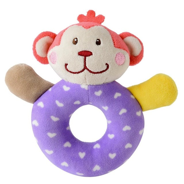 Newborn Baby Cute Playmate Plush Doll Toys Kids Cartoon Animals Hand Bells Rattles Toy Baby Teether Kids Teething Toys For Baby