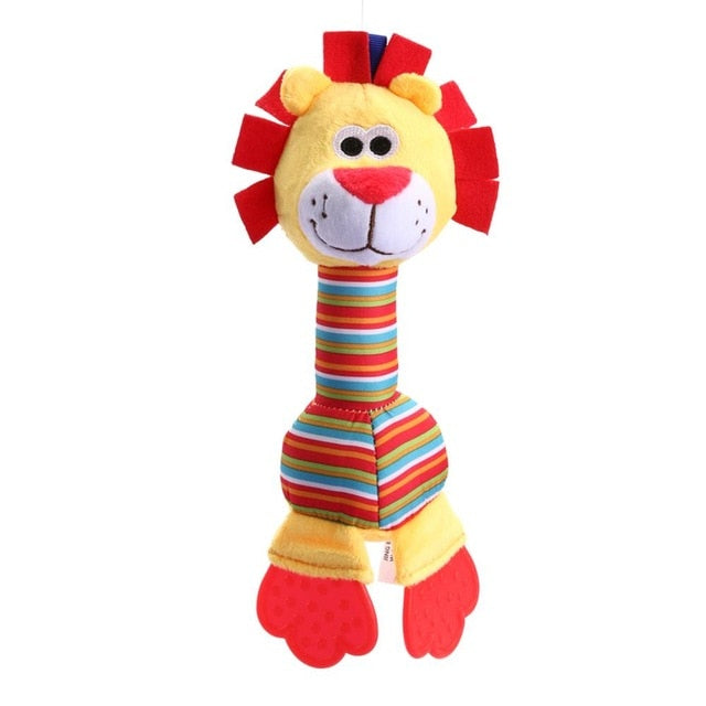 Newborn Baby Cute Playmate Plush Doll Toys Kids Cartoon Animals Hand Bells Rattles Toy Baby Teether Kids Teething Toys For Baby