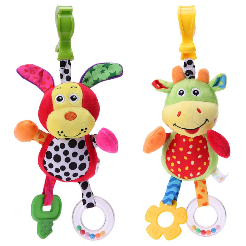 Newborn Baby Cute Rattles Soother Toys Baby Stroller Pram Bed Hanging Toys Kids Plush Educational Toys Baby Funny Teether Toy
