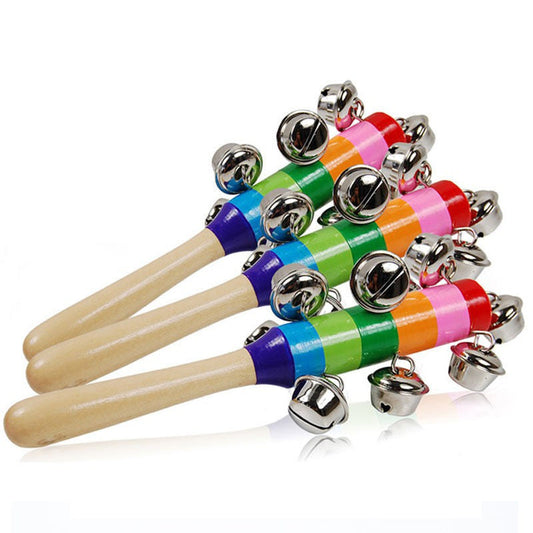 Colorful Bell Baby Puzzle Rainbow Hand Ring Baby Infant Toddler Bed Bell Music Developmental Educational Preschool Toys