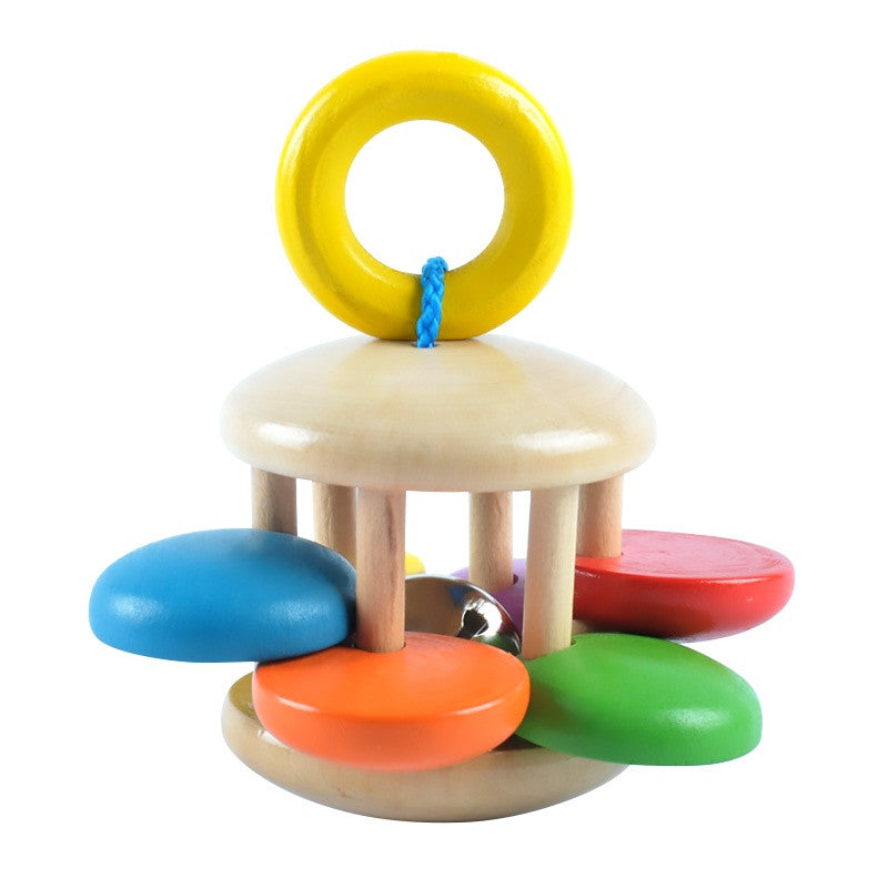 Baby Boy Girl Rattle Infant Bed Hand Bell Rattles Wooden Toys Handbell Musical Educational Instrument Toy